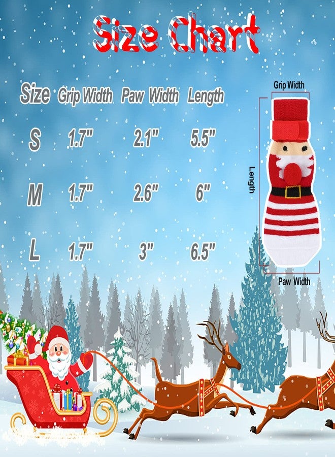 Rypet 2 Pairs Christmas Dog Socks Non Slip Dog Grip Socks with Adjustable Straps Traction Control for Indoor & Hardwood Floor, Pet Paw Protector for Small Medium Large Dogs - Image 2